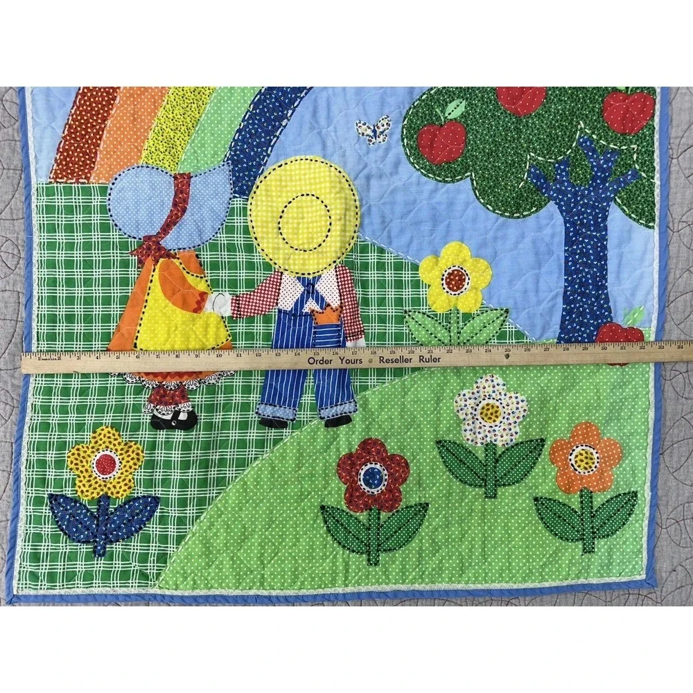 Sunbonnet Sue Overall Sam VTG 1980's Rainbow Quilt Wall Hanging 34